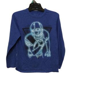 The children place boy football print long sleeve top 7-8 size M 7-8 blue